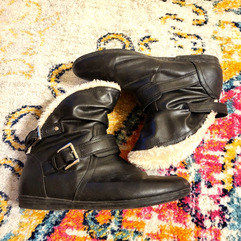 Rampage ankle boot fuzzy lining sz 9-9.5